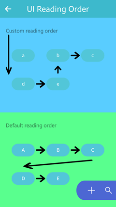 UI reading order in the UI Components sample