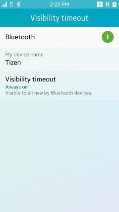 Showing Bluetooth visibility settings