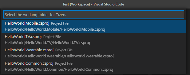 Select working folder for your project