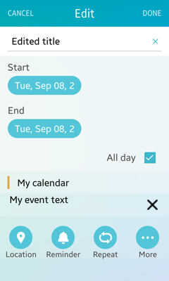 Editing a calendar event