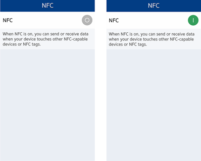 Showing NFC settings