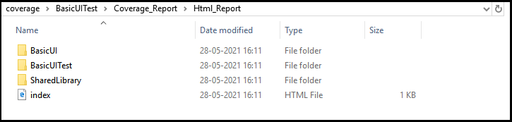 Code Coverage HTML Folder