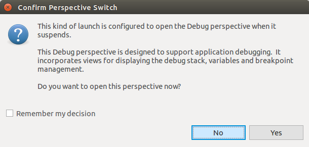 Debug perspectiveno