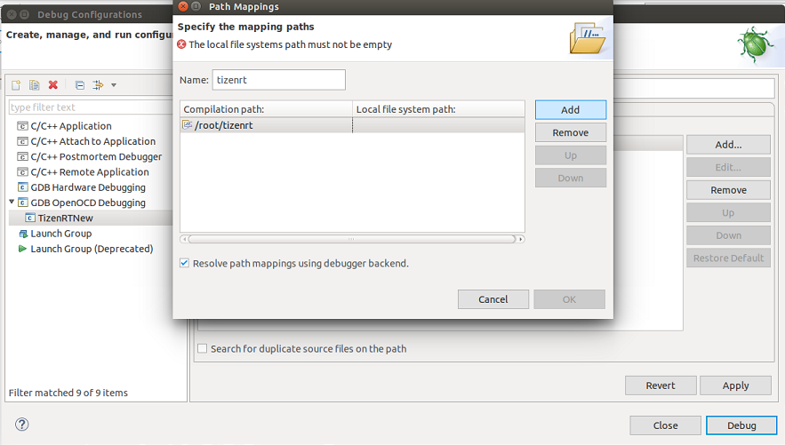 Debug sourcepath