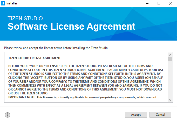 Tizen Studio License Agreement