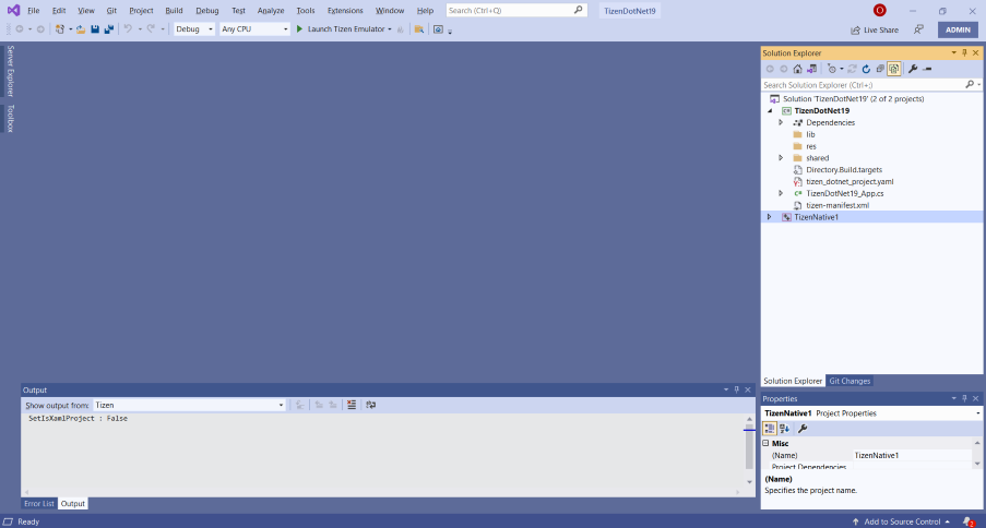 Visual Studio screen