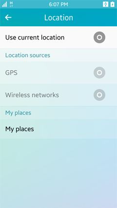 Showing location settings