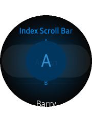 Index scroll bar component on a circular device
