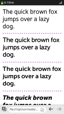 Implementing the @font-face rules (in mobile applications only)