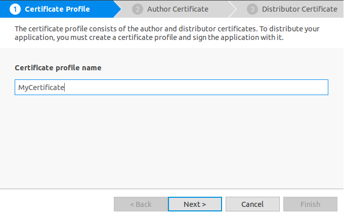 Enter certificate name