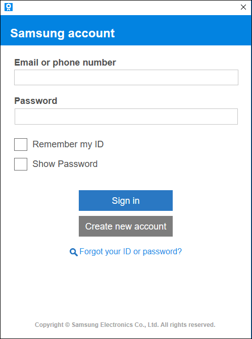 Samsung account sign-in