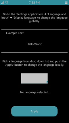 Main view of the application with en_US language set globally