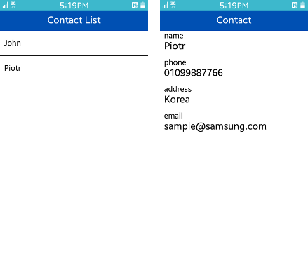 Contact List screens