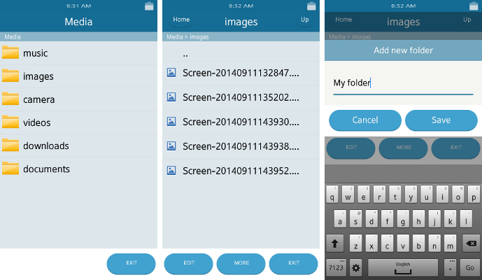 File Manager screens