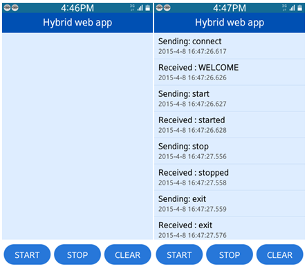 Hybrid Web App screen
